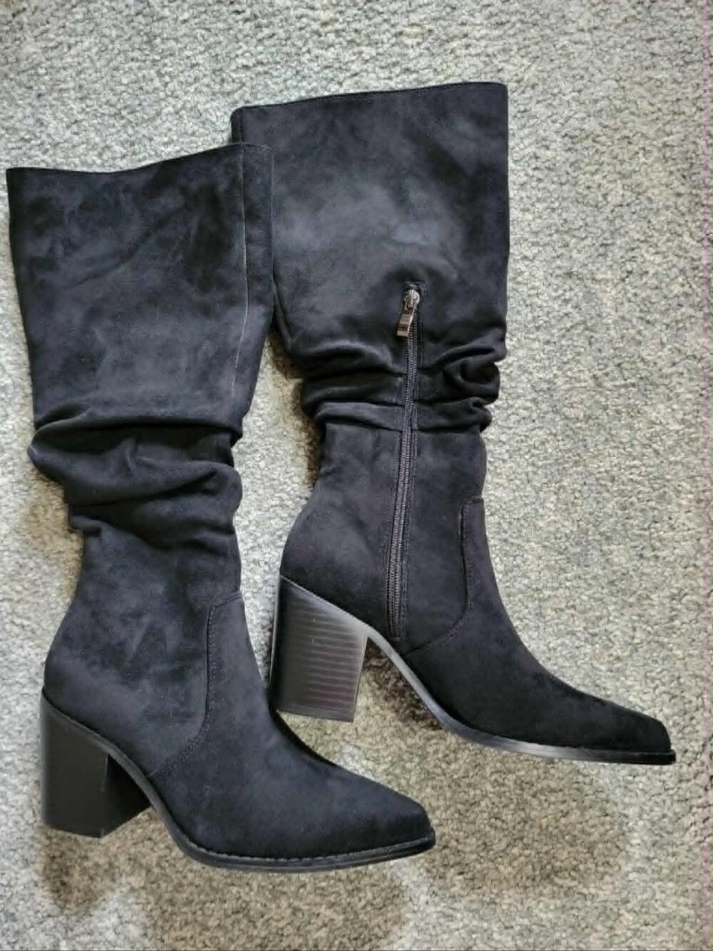 Black Mid-Calf Block Heeled Boots Size 6